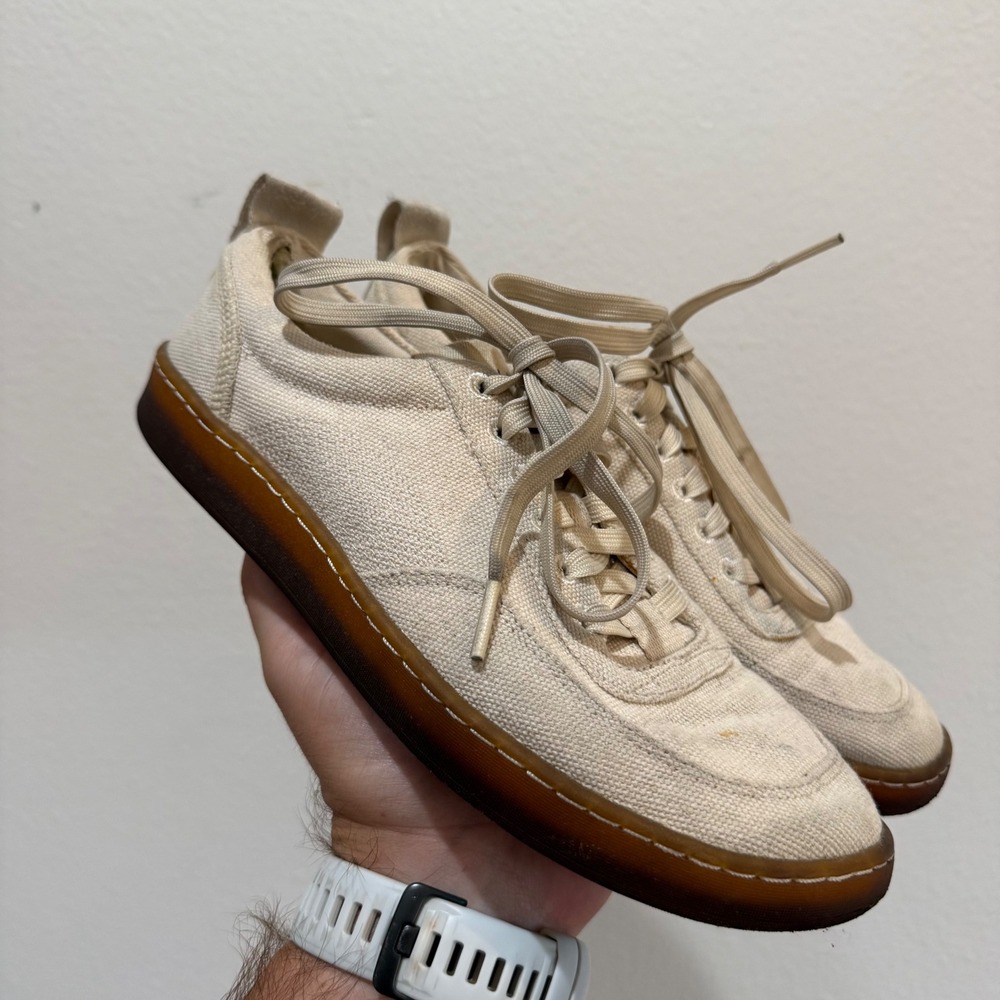 Everlane Forever Sneaker Cream Canvas Low Top Lace Up Shoes Womens 8 Mens 6
